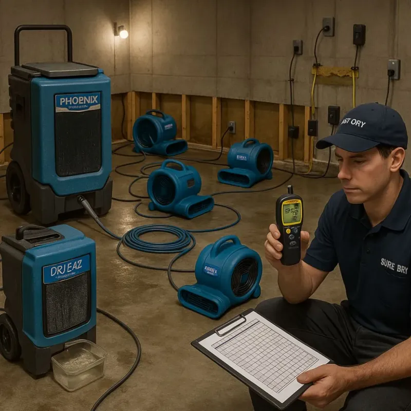 Structural Drying and Dehumidification process in Devine, TX